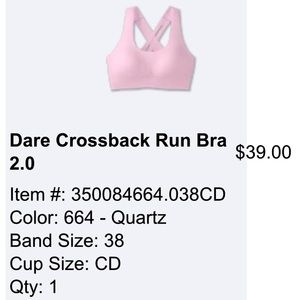 Brooks Dare Crossback Run Bra 38 C / D